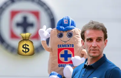 Iván Alonso y emoji de bolsa de dinero/Foto Cruz Azul.