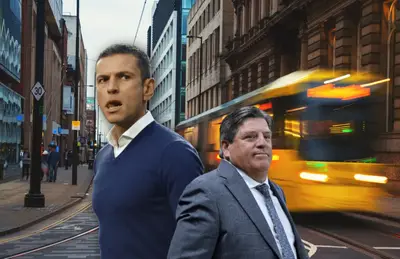 Jaime Lozano boquiabierto y Miguel Herrera en las calles de Manchester/ Foto Proddigital.