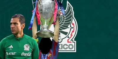 Jaime Lozano junto a jugador incógnito del FC Barcelona / FOTO MEXSPORT