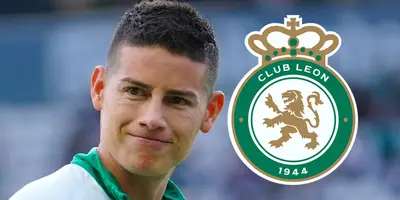 James Rodríguez junto al escudo del León / FOTO GETTY IMAGES