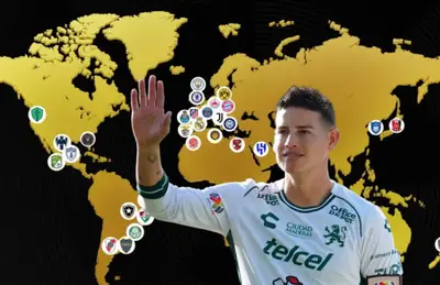 James Rodríguez saludando y mapa futbolístico/ Foto Récord.