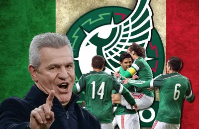 Javier Aguirre negando con el dedo y jugadores de Selección Mexicana celebrando/ Foto Todo Sport.