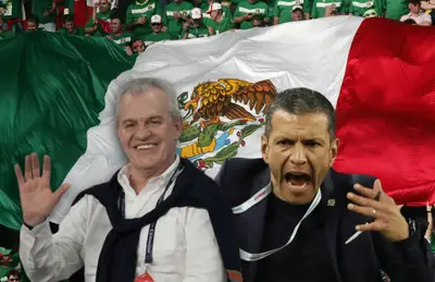Javier Aguirre saludando y Jaime Lozano enojado/Foto Fútbol Hoy.