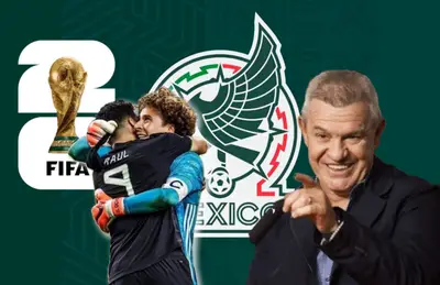 Javier Aguirre señalando y Guillermo Ochoa y Raúl Jiménez/Foto TV Azteca.