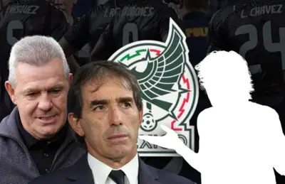 Javier Aguirre y Guillermo Almada, silueta de futbolista a su lado/Foto 'El Futbolero'.