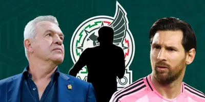 Javier Aguirre y Lionel Messi junto a futbolista incógnito / FOTO GETTY IMAGES