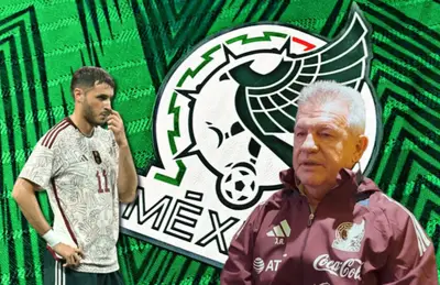 Javier Aguirre y Santiago Giménez/Foto ADN40.