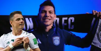 Javier Hernández junto a Hirving Lozano / FOTO X