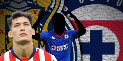 Jesús Orozco Chiquete junto a jugador incógnito de Cruz Azul / FOTO RÉCORD