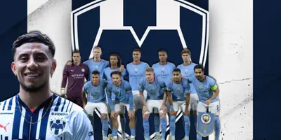 Joao Rojas junto a futbolistas del Manchester City / FOTO X