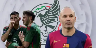 Johan Vásquez y Santiago Giménez junto a Andrés Iniesta / FOTO GETTY IMAGES