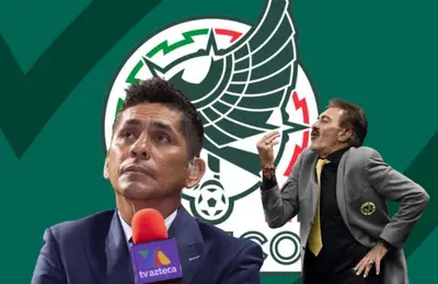 Jorge Campos con micrófono y Ricardo La Volpe reclamando/Foto Community Sports.