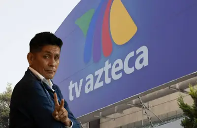 Jorge Campos saludando y oficinas de TV Azteca/ Foto Proceso.