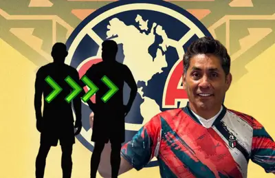 Jorge Campos y silueta de futbolistas/ Foto Club América.