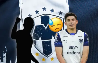 José Alvarado, silueta de futbolista y emoji decepcionado/ Foto Rayados.