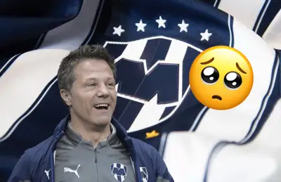 José Antonio Noriega y emoji de cara casi llorando/Foto Rayados.