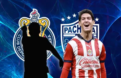 José Castillo y silueta de futbolista, flechas rojas y verdes/ Foto Club Pachuca.