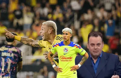 Jugador del Columbus Crew celebrando, Cristian Calderón y David Faitelson/ Foto Columbus Crew.