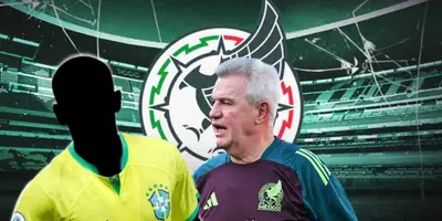 Jugador incógnito de Brasil junto a Javier Aguirre / FOTO BLAUE FABRIK