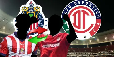 Jugador incógnito de Chivas junto a jugador incógnito de Toluca / FOTO YOUTUBE