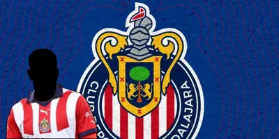 Jugador incógnito de Chivas junto al escudo del Rebaño / FOTO X