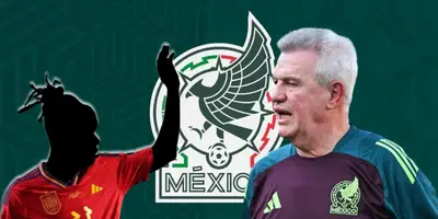 Jugador incógnito de España junto a Javier Aguirre / FOTO EL QUINTO PARTIDO