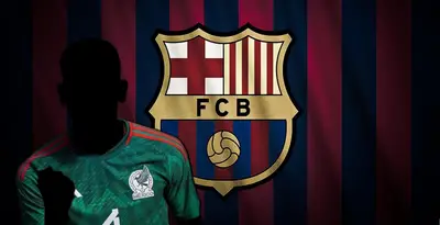 Jugador incógnito de la Selección Mexicana junto al escudo del FC Barcelona / FOTO INSTAGRAM