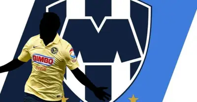 Jugador incógnito del América junto al escudo de Rayados / FOTO FACEBOOK