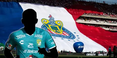 Jugador incógnito del León junto al escudo de Chivas / FOTO FÚTBOL TOTAL