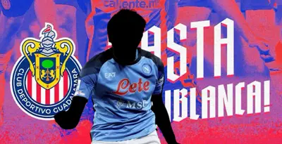 Jugador incógnito del Napoli junto al escudo de Chivas / FOTO X