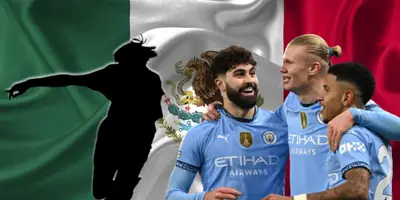 Jugador incógnito junto a futbolistas del Manchester City / FOTO ESPN