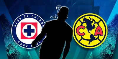 Jugador incógnito junto al escudo de Cruz Azul y América / FOTO ENFOQUE NOTICIAS