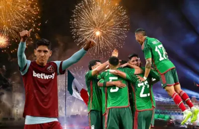 Jugadores de la Selección Mexicana, Edson Álvarez y fuegos artificiales/ Foto National Geographic.
