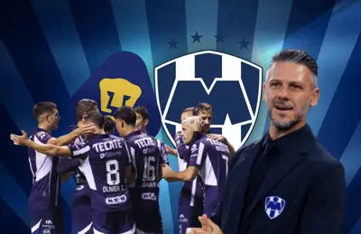 Jugadores de Monterrey abrazados y Martín Demichelis/Foto Wallpapers.com