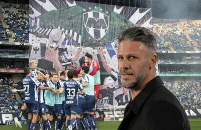 Jugadores de Monterrey celebrando y Martín Demichelis/Foto Rayados.