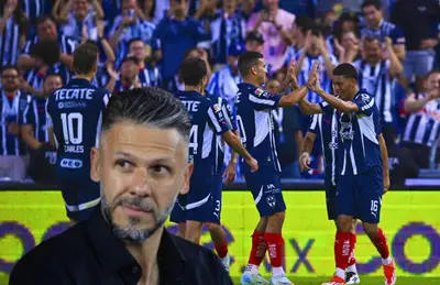Jugadores de Monterrey celebrando y Martín Demichelis/Foto Soy Rayado.