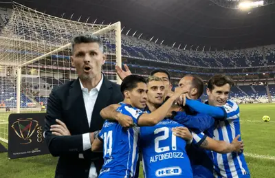 Jugadores de Rayados celebrando y Fernando Ortiz/Foto Dorados.