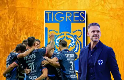 Jugadores de Rayados celebrando y Martín Demichelis/Foto Itl.cat