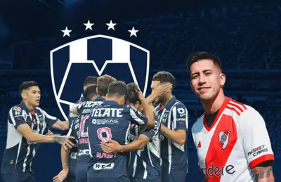 Jugadores de Rayados celebrando y Maximiliano Meza/Foto Sultanes de Monterrey.