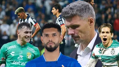 Jugadores de Rayados, Federico Viñas, Omar Alderete, Fernando Ortiz y Santiago Muñoz