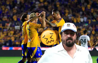 Jugadores de Tigres celebrando, Amaury Vergara y emoji/Foto El Horizonte.