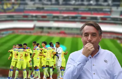 Jugadores del América abrazándose y Emilio Azcárraga pensativo/ Foto Marca.