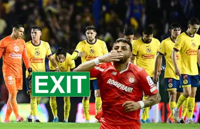 Jugadores del América, Alexis Vega y logo de 'Exit'/Foto Quinto Partido.