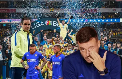 Jugadores del América celebrando, André Jardine y Martín Anselmi/ Foto Mexsport.