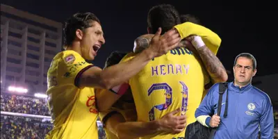 Jugadores del América celebrando gol. Foto: TV Azteca