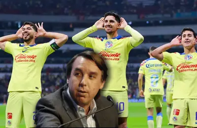 Jugadores del América celebrando y Emilio Azcárraga/ Foto Águilas Monumental.