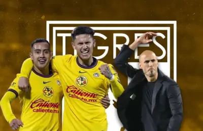 Jugadores del América celebrando y Guido Pizarro molesto/Foto Tigres.