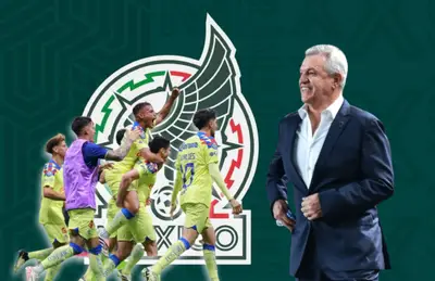 Jugadores del América celebrando y Javier Aguirre/ Foto TV Azteca.