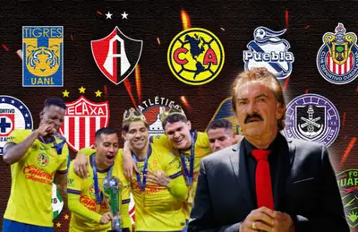 Jugadores del América celebrando y Ricardo La Volpe/Foto Mediotiempo.