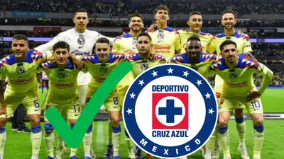 Jugadores del América y escudo de Cruz Azul/ Foto: Récord